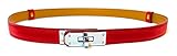 Red Epsom Leder Gürtel Kelly Style Silber Twist S