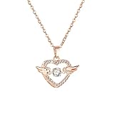 Kette Rosegold Damen, Premium Herz Kette Mädchen, Halskette Damen Mit Flügel Engel Anhänger, Herzkette Für Frauen Mit Geschenkverpackung, Beste Kette Damen, Kommunion Geschenke Für M