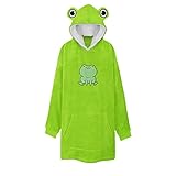 KIMODO Sweatshirts Kleid Langarmshirt Oberteile Damen Lange Pulloverkleid Winter Herbst Pullikleid Mode Loose Hoodie Sweater Blouse Kapuzenpullover Warm Pyjamas Nachtwäsche (A-Grün, S)