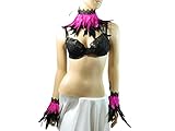 Set Feder Armbänder und Kragen Pink Flamingo Paradiesvogel Burlesque Federschmuck Karneval Kostüm Samba Tribal F