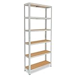 shelfplaza® OFFICE Lagerregal Büro Schwerlastregal 200x100x60cm lichtgrau/Metall Regal Büro mit 6 Böden/Kellerregal, Werkstattregal/Steckregal Metall 145kg Traglast/Büro Regal für O