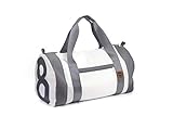 360° Grad Sport-Tasche Damen groß, Weekender Pirat weiß mit Zahl grau, Segeltuch-Tasche wasserdicht, maritim, w