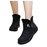 Soupliebe Stiefeletten Damen Winterschuhe Boots Schwarz Gefüttert Teenager Mädchen Classic Warme Gefütterte Bequem Flach Winterboots Winterstiefel Walkingschuhe Thermostiefel Mode-B