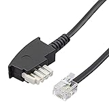 ecabo Telefonkabel TAE N-Stecker auf RJ11 Western-Stecker 6P4C 20m schw