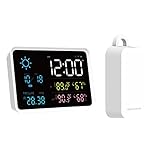 Wetterstationen Gartenthermometer Außenwasserdorne Digitale Wetterstation mit drahtlosen Sensor Barometrische Prognose Clock Calendar Thermometer (Keine Batterie)