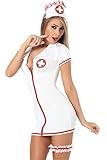 Lingerie Damen Sexy Negligee Nachtwäsche Pflegeuniformen Krankenschwester Kostüm mit Panties, Weiss/Rot,Lingerie Damen Sexy Neglig