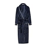 Dongxiao Bademantel Frauen Robe 100% Polyester Langer Bademantel Winter Warm mit Taschen für Badezimmer Strandhotel (Color : Blue, Größe : XXLarge(XXL))