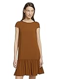 TOM TAILOR Damen 1026597 Kurzes Kleid mit Rüschen, 12828-Caramel Brown, 36