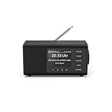 Hama DAB Radio mit DAB+/DAB und FM DR1000DE (Digitalradio mit großem Display, Küchenradio mit einfacher Bedienung dank großen Tasten, UKW, AUX, 5W, Radiowecker, Seniorenradio) schw