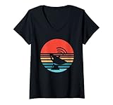 Damen Tolle Satellitenschüssel Silhouette Techniker Astronomer T-Shirt mit V