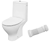 VBChome WC Toilette Stand Spülrandlos Keramik Komplett Set mit Spülkasten WC Sitz aus Duroplast mit Absenkautomatik SoftClose Funktion für waagerechten Abgang Ab