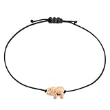 Elefanten Armband Rosegold auf Schwarzem Textilband - Selfmade Jewelry Armkettchen Damen mit Elefant - H