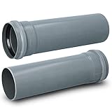 HT Rohr Abwasserrohr mit Muffe Ø 110 mm x 315 mm Grau | PVC Kanalrohr Abflussrohr mit Gummidichtung | Kanalrohrsystem Heißwasser Chemische Beständigkeit | Abwasser I