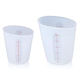 2 Stück Silikon Messbecher Krüge, 250ml/500ml Epoxidharz Mischbecher mit Skala Clear, Silicone Measuring Cups für Epoxidharz Gießformen, Diy Handmade, Basteln, Labor, Küche - Weiß