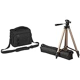 PEDEA DSLR-Kameratasche Fashion Fototasche für Spiegelreflexkameras, Gr. XL schwarz & Amazon Basics – Leichtes Kamera-Dreibeinstativ mit Tasche, 41,91–127 