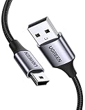 UGREEN USB Mini-B Kabel Ladekabel USB A Stecker auf Mini USB Stecker Nylon kompatibel mit PS3 Game Controller, Externe Festplatte, Dashcam, Mikrofon, usw. (1m)