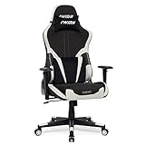 Intimate WM Heart Gaming Stuhl Stoff, Racing Gamer Stuhl, Ergonomischer PC Drehstuhl, Verstellbarer Bürostuhl mit Hoher Rückenlehne, Computerstuhl mit Wippfunktion, Schwarz+Hellg