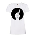 erhobener Zeigefinger im Kreis Frauen Lady-Fit T-Shirt Weiß L - shirt84