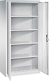 bümö CP Stahlschrank abschließbar 195x93x50 cm in grau - Flügeltürenschrank Aktenschrank Lagerschrank Werkzeugschrank