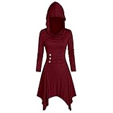 meiyin Damen Kostüme Lace Up Mit Kapuze Vintage Pullover High Low Bandage Langes Kleid Umhang Kleid Weihnachten M