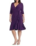 Kiyonna Wickelkleid für Damen, Übergröße - Violett - 32X M