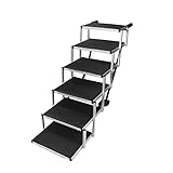 Rocomoco Upgrade Aluminium Hunderampe Treppenstufen, 5 Stufen, faltbare Haustierleiter mit Rutschfest, Aluminium-Teleskop-Rampe für hohe Betten, Kofferraum SUV, unterstützt 68-90.7 kg (6 Stufen)