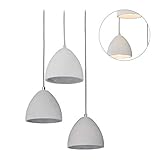Relaxdays 3-flammige Pendelleuchte für Esstisch, modernes Design aus Beton, Trio Hängelampe, E27, HxD: 122 x 25 cm, g