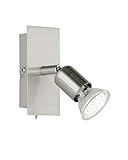 Reality Leuchten LED Spotleuchte 1-flammig mit An/Aus Schalter inklusiv 1 x GU10 3,0 W, 230 lm, 3000 K, 12 cm, nickel matt, R82941107