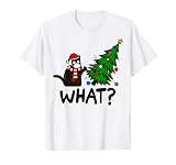 Katze Cat Weihnachten Weihnachtsbaum Mundschutz what? T-S
