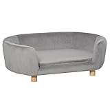 Pawhut Haustiersofa Hundesofa Hundebett mit Holländischer Samt Schaumstoff Birke Bein für Katzen Hunde 86 x 55 x 33 cm Hellg