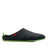 Andrés Machado - Hausschuhe für Damen - Sommer Winter - DYNAMIC – Unisex Pantoffeln Slipper – Wolle und Filz – rutschfeste Gummisohle und herausnehmbares Fußbett - Schwarz Grün EU 41