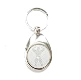 Familienkalender Bodybuilder Motiv Schlüsselanhänger mit Einkaufswagenchip Bodybuilding elegant silberfarben glänzend Chip