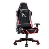 HUASA Ergonomischer Büro Lehnstuhl,Gaming Stuhl PC Gamer mit Kunstlederbezug,Aluminiumfußkreuz,3-Wege-Armlehnen,Stahlrahmen,Bürosessel für Computer PU-Leder E-Sports Spielesessel Hohe Rück