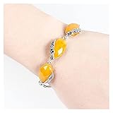 TYUTYU Armbänder Retro Silber Natural Granat for Frauen Vintage Natürliche Edelsteine ​Rubinarmband Schmuck (Gem Color : Yellow)