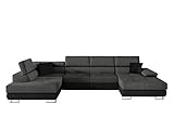 Mirjan24 Ecksofa Cotere BIS LED Beleuchtung mit Fernbedienung Eckcouch Sofa mit Schlaffunktion und Bettkasten U-Form Couch Wohnlandschaft vom Hersteller (Soft 011 + Lux 06 + Soft 011, Seite: Links)