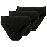 Schiesser Damen Slip (3er Pack) Unterwäsche, Schwarz (schwarz 000), 44