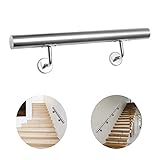 Rotemion Edelstahl Handlauf 110cm Ø 42mm Treppengeländer Eingangsgeländer mit Wandhaltern Halter für Treppen, Balkon, Brüstung