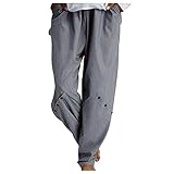 POTOU Pants Transparente Hosen Frauen Freizeithosen Damen Lang Weisse Hosen Damen Stoffhose Damen Weiß Reiterhosen Damen Leinenhose Damen S