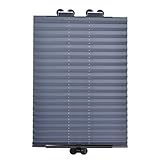 Plissee Ohne Bohren Faltrollo Plisseerollo Rollo Blickdicht Verdunkelungsrollo Fensterrollo mit Saugnapf,Sichtschutz Sonnenschutz Jalousie für Fenster Tür Home Küche Büro Glas (65x140cm(25.6x55in))