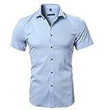 Hemd Herren Kurzarm Kentkragen Einfarbig Tops Herren Business Work Gastgeber Hochzeit All-Match Hemd Herren Moderner Urban Style Lässig Knopfleiste Shirt H