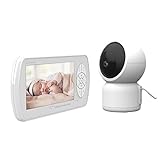HBOY Video-Babyphone, Heimmonitor mit Audio, 5-Zoll-LCD-Farbbildschirm, Überwachungskamera mit Nachtsicht, Temperaturanzeige, Schlaflied, Zwei-Wege-Audio und VOX-M
