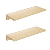 OROPY Schweberegal aus Kiefernholz 2er-Set, Wandregal Hängeregal Dekoratives Hängendes Präsentationsregal für Schlafzimmer, Wohnzimmer, Küche, Badezimmer - Natürliche Holzfarbe, 40 x 15