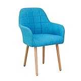 WYGK Polsterstuhl,Cafe Clubhaus Hotel Designerstuhl mit Holzstil Study Lounge Chair Esszimmerstühle Gepolsterter Stuhl Esszimmer (Color : Blue)