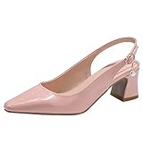 MEITIAN Damen Pumps mit Blockabsatz und Perlen, rose, 44 EU