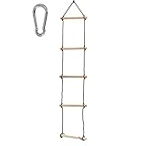 Strickleiter kinder outdoor, Klettergerüst zubehör, Kinder Klettern Schaukel Schaukelseil mit 5 Holzsprossen für Kinder bis 120 kg - Sicherheit Basis Sport Spielzeug Combo Set(Color:A)