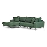 ebuy24 Vila Sofa Chaiselongue 3 Pers. rechts oder Links gewendet mit 4 Kissen, Stoff grü