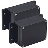 Raculety 2 Stück Projektbox IP65 Wasserdicht Abzweigdose ABS Kunststoff Schwarz Elektrische Boxen DIY Elektronische Projekt Gehäuse Power mit festen Ohren 4,53 x 3,54 2,17 Zoll (115 90 55 mm)