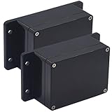 Raculety 2 Stück Projektbox IP65 Wasserdicht Abzweigdose ABS Kunststoff Schwarz Elektrische Boxen DIY Elektronische Projekt Gehäuse Power mit festen Ohren 4,53 x 3,54 2,17 Zoll (115 90 55 mm)