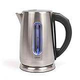Wasserkocher mit Temperatureinstellung Edelstahl - Teekocher 2200 Watt LED Beleuchtung - Temperaturwahl 60 bis 100 Grad - Elektrischer Wasserkessel 1,7 L