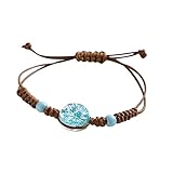 N/Ａ DIY Weben Getrocknete Blume Armband Keramik Schmuck Paar Freundin Armband Gypsophila Specimen Konservierte Blume Armband Hochzeitstag Muttertag Weihnachten Geburtstagsgeschenk